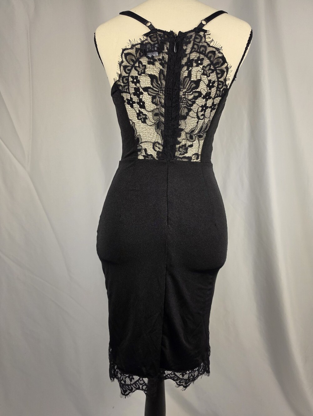 bebe Black Lace Inset Bodycon Slip Dress XS